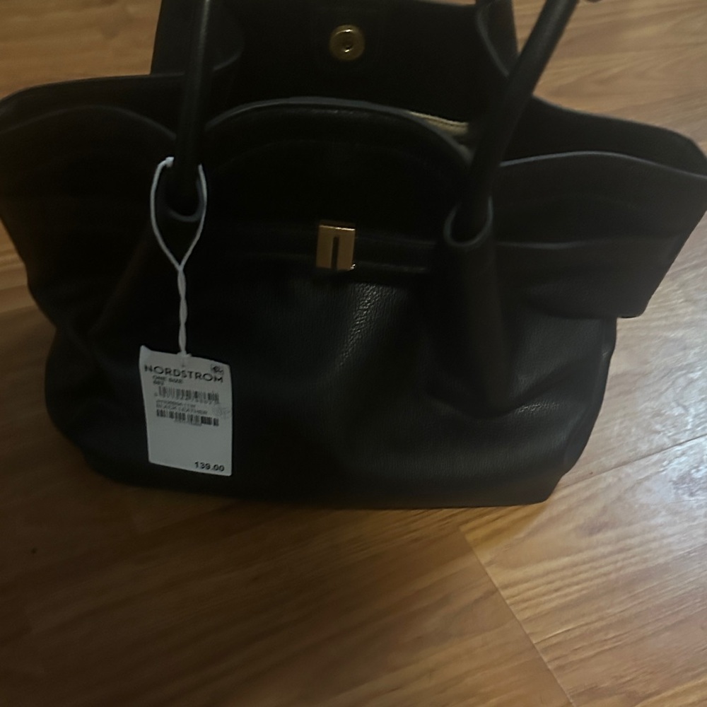 Elegant Black Leather Tote Bag